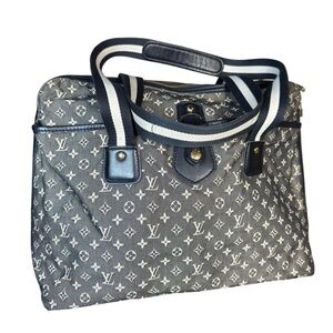Authentic Louis Vuitton Mini Lin Mary Kate Black Monogram Canvas Denim Tote